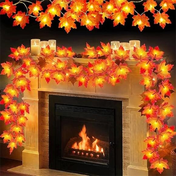 4 Pack Fall Decor Fall Garland with Lights Halloween Fall Decorations for Home - Picture 7 of 7